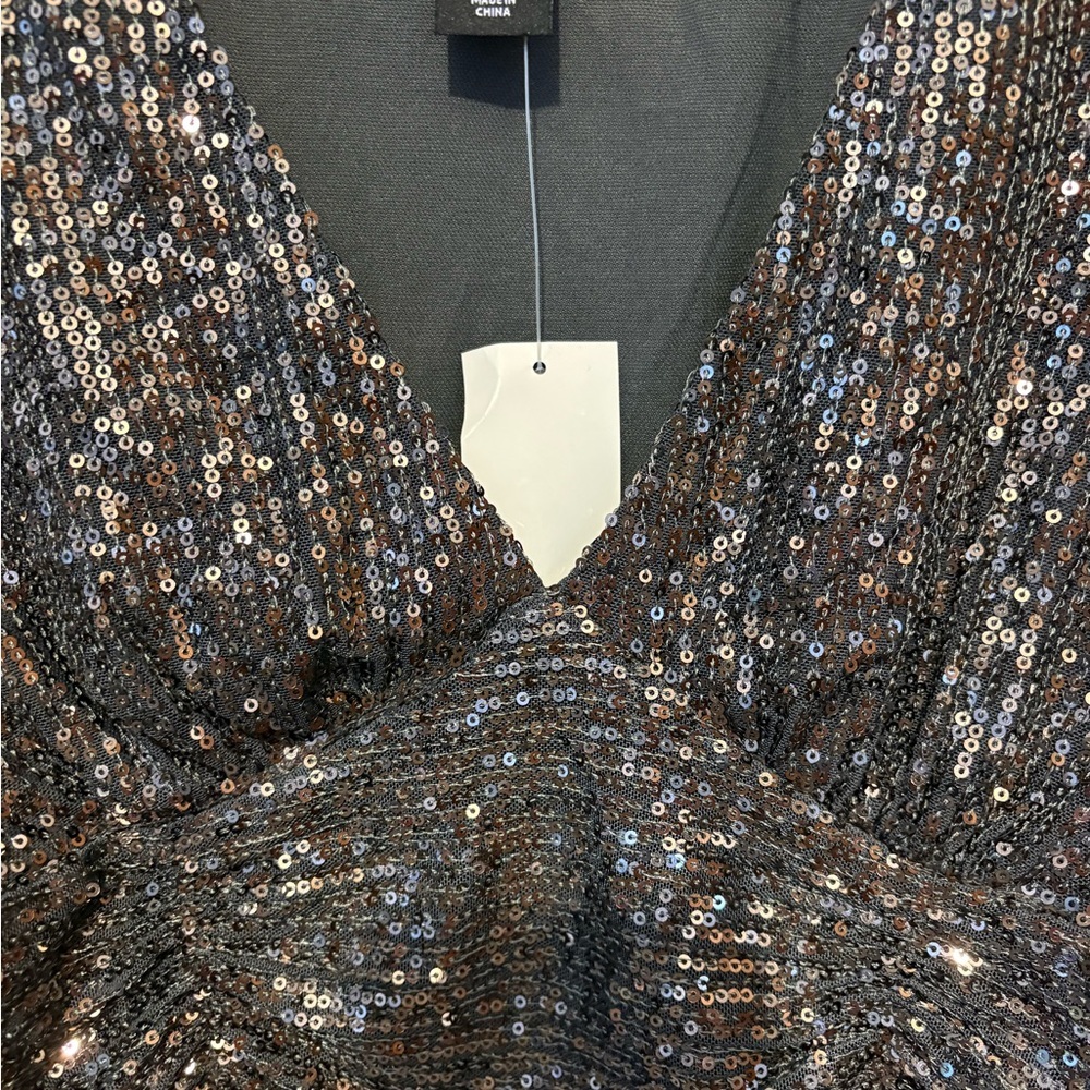 NWT Sincerely Jules Black and Silver Sequin Blouse Crop Top Concert Bachelorette - Picture 5 of 7